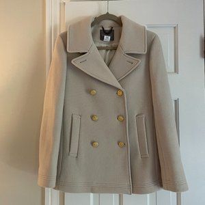 J. Crew Stadium Cloth Jacket. Cream with Gold Buttons.